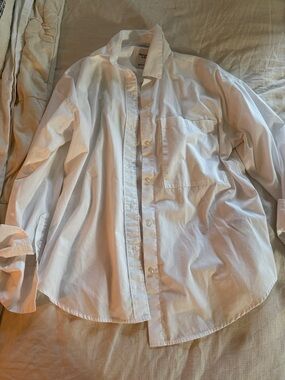 Abercrombie & Fitch White Oversized Button-Up Shirt